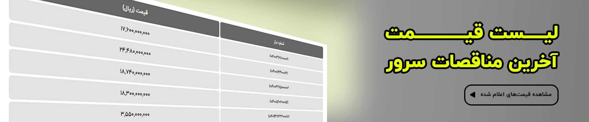 لیست مناقصات رسام سرور لیست مناقصات رسام سرور