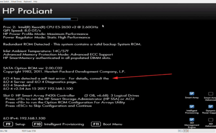 رفع خطای iLO 4 has detected a self-test error